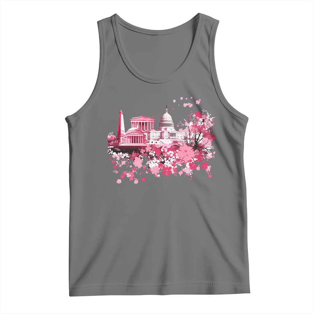 Washington DC Cherry Blossoms Tank Top Capitol Building Monuments Memorials Sakura TS11 Black Heather Print Your Wear