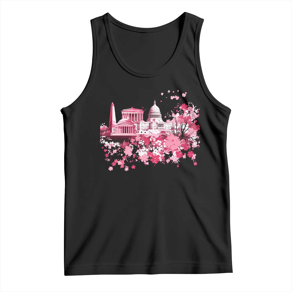 Washington DC Cherry Blossoms Tank Top Capitol Building Monuments Memorials Sakura TS11 Black Print Your Wear