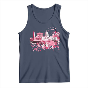 Washington DC Cherry Blossoms Tank Top Capitol Building Monuments Memorials Sakura TS11 Navy Print Your Wear