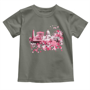 Washington DC Cherry Blossoms Toddler T Shirt Capitol Building Monuments Memorials Sakura TS11 Military Green Print Your Wear
