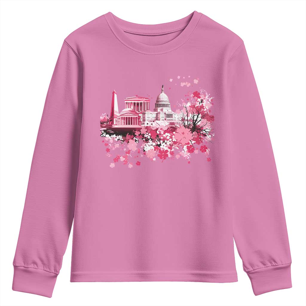 Washington DC Cherry Blossoms Youth Sweatshirt Capitol Building Monuments Memorials Sakura TS11 Azalea Print Your Wear