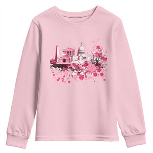 Washington DC Cherry Blossoms Youth Sweatshirt Capitol Building Monuments Memorials Sakura TS11 Light Pink Print Your Wear