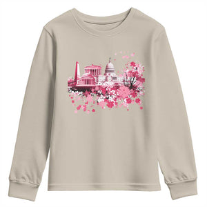 Washington DC Cherry Blossoms Youth Sweatshirt Capitol Building Monuments Memorials Sakura TS11 Sand Print Your Wear