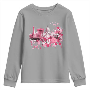 Washington DC Cherry Blossoms Youth Sweatshirt Capitol Building Monuments Memorials Sakura TS11 Sport Gray Print Your Wear