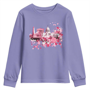 Washington DC Cherry Blossoms Youth Sweatshirt Capitol Building Monuments Memorials Sakura TS11 Violet Print Your Wear