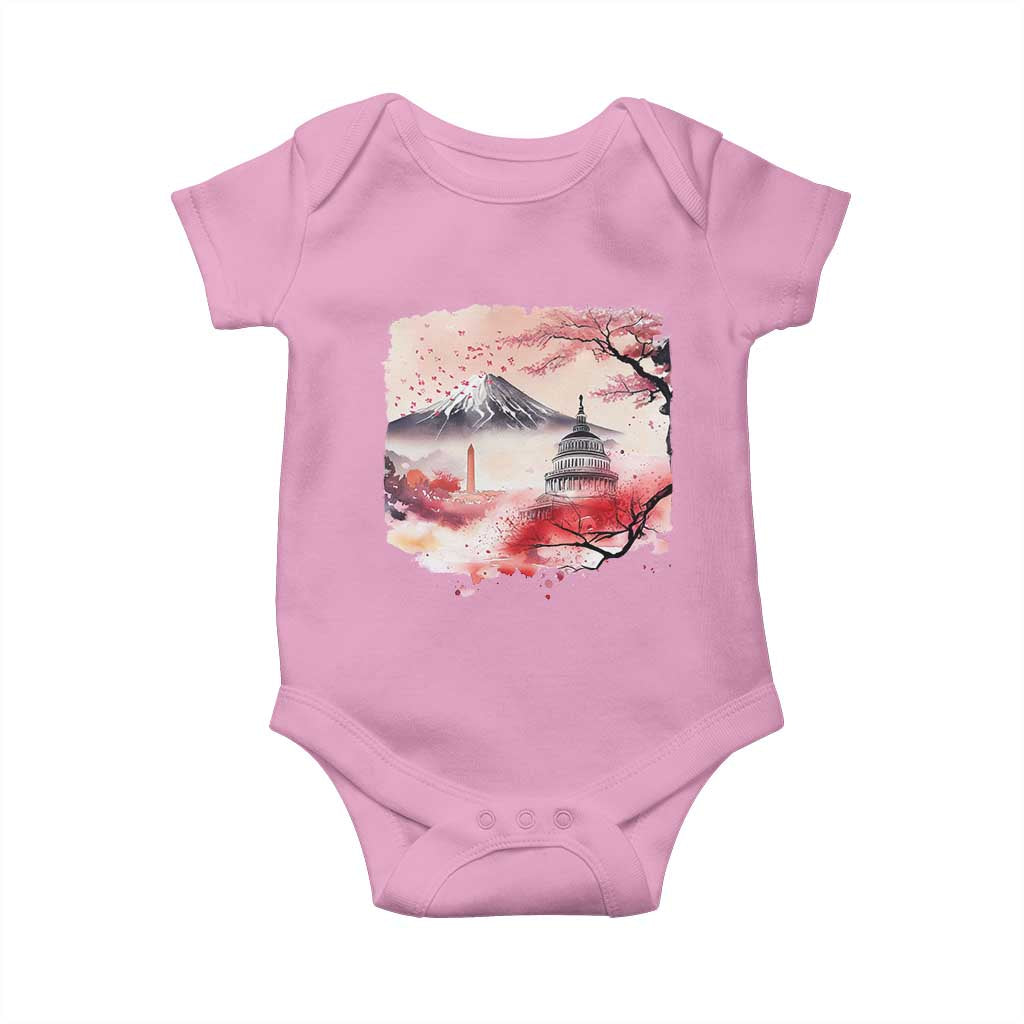 Washington DC Cherry Blossoms Monuments Memorials Baby Onesie Japanese Art Style Mount Fuji Sakura TS11 Light Pink Print Your Wear