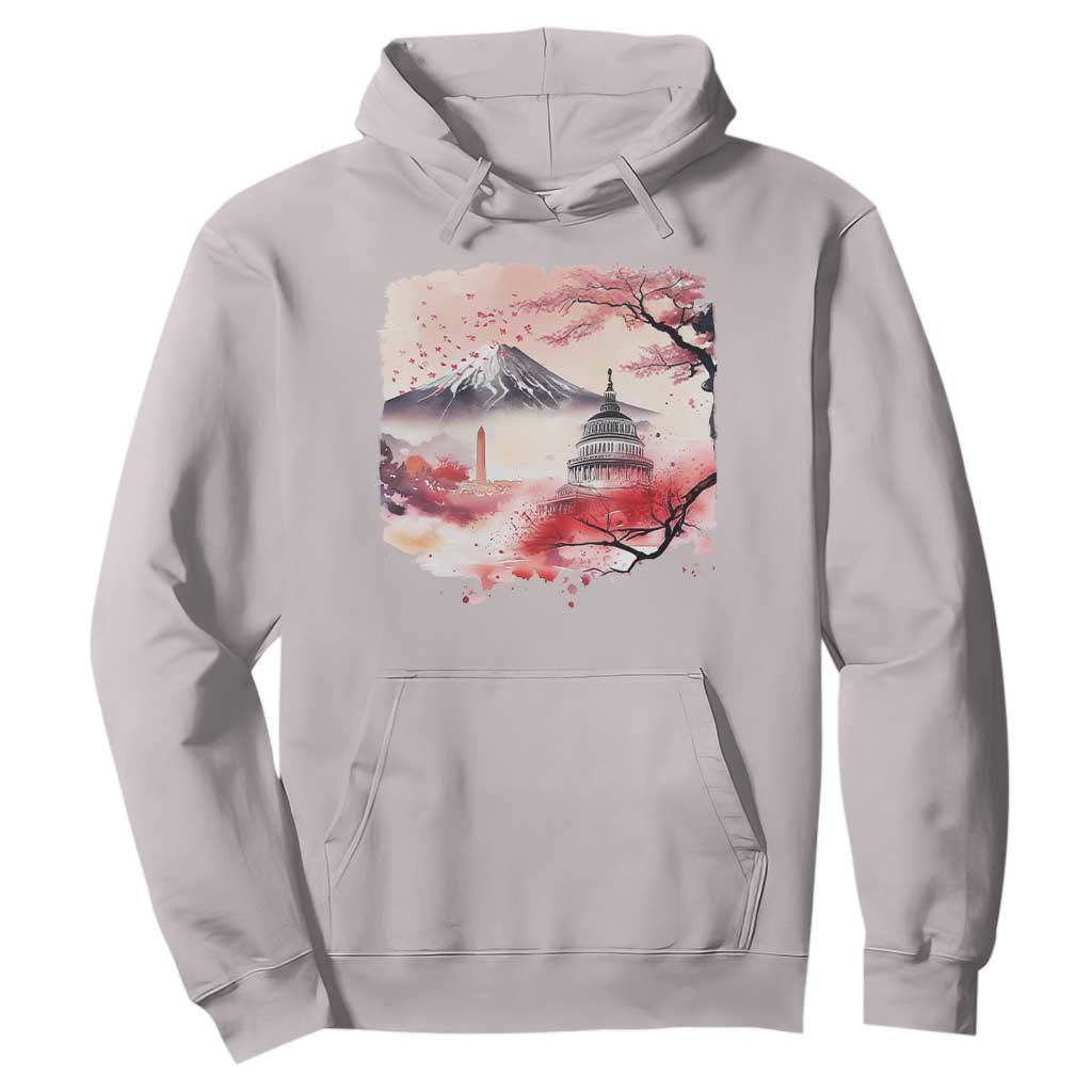 Washington DC Cherry Blossoms Monuments Memorials Hoodie Japanese Art Style Mount Fuji Sakura TS11 Ice Gray Print Your Wear