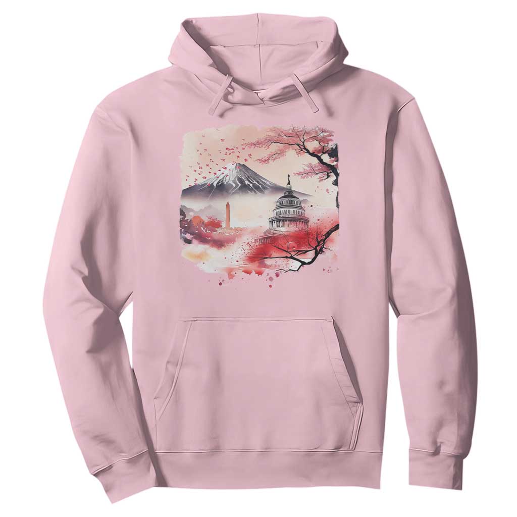 Washington DC Cherry Blossoms Monuments Memorials Hoodie Japanese Art Style Mount Fuji Sakura TS11 Light Pink Print Your Wear
