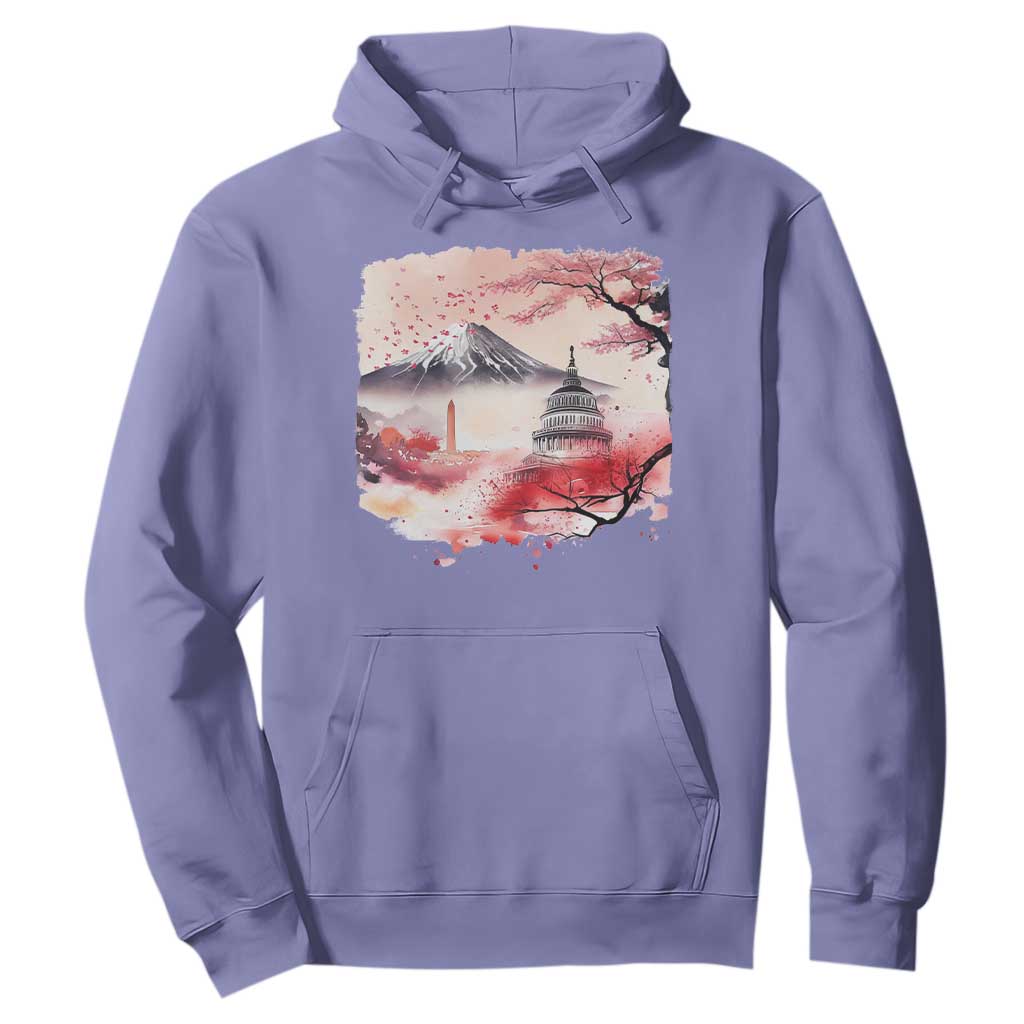 Washington DC Cherry Blossoms Monuments Memorials Hoodie Japanese Art Style Mount Fuji Sakura TS11 Violet Print Your Wear