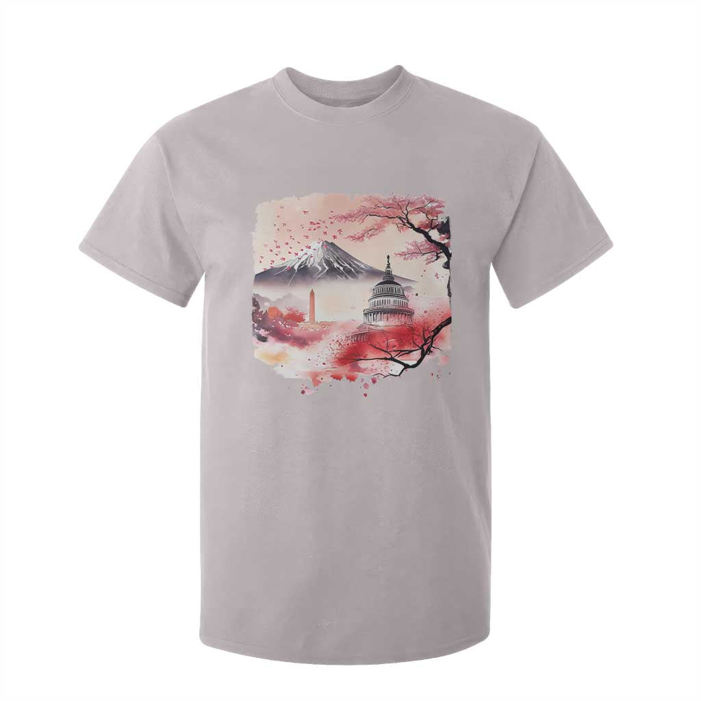 Washington DC Cherry Blossoms Monuments Memorials T Shirt For Kid Japanese Art Style Mount Fuji Sakura TS11 Ice Gray Print Your Wear
