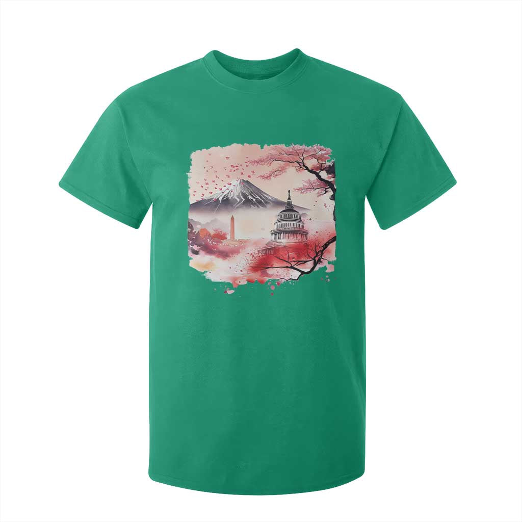 Washington DC Cherry Blossoms Monuments Memorials T Shirt For Kid Japanese Art Style Mount Fuji Sakura TS11 Irish Green Print Your Wear