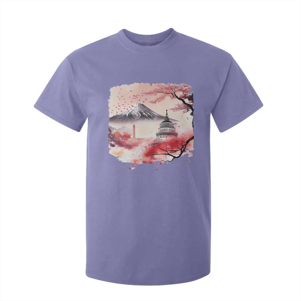 Washington DC Cherry Blossoms Monuments Memorials T Shirt For Kid Japanese Art Style Mount Fuji Sakura TS11 Violet Print Your Wear