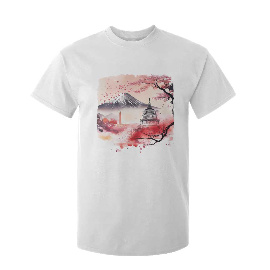 Washington DC Cherry Blossoms Monuments Memorials T Shirt For Kid Japanese Art Style Mount Fuji Sakura TS11 White Print Your Wear