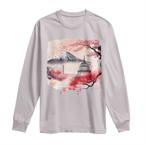 Washington DC Cherry Blossoms Monuments Memorials Long Sleeve Shirt Japanese Art Style Mount Fuji Sakura TS11 Ice Gray Print Your Wear