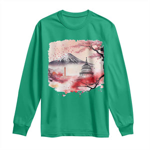 Washington DC Cherry Blossoms Monuments Memorials Long Sleeve Shirt Japanese Art Style Mount Fuji Sakura TS11 Irish Green Print Your Wear