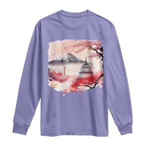 Washington DC Cherry Blossoms Monuments Memorials Long Sleeve Shirt Japanese Art Style Mount Fuji Sakura TS11 Violet Print Your Wear