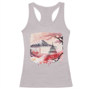 Washington DC Cherry Blossoms Monuments Memorials Racerback Tank Top Japanese Art Style Mount Fuji Sakura TS11 Ice Gray Print Your Wear