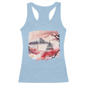 Washington DC Cherry Blossoms Monuments Memorials Racerback Tank Top Japanese Art Style Mount Fuji Sakura TS11 Light Blue Print Your Wear
