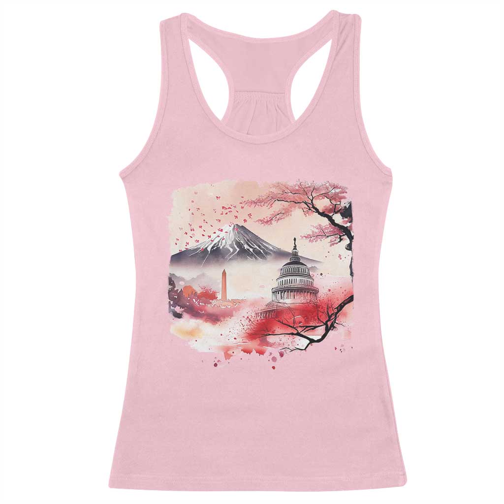 Washington DC Cherry Blossoms Monuments Memorials Racerback Tank Top Japanese Art Style Mount Fuji Sakura TS11 Light Pink Print Your Wear