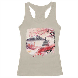 Washington DC Cherry Blossoms Monuments Memorials Racerback Tank Top Japanese Art Style Mount Fuji Sakura TS11 Sand Print Your Wear