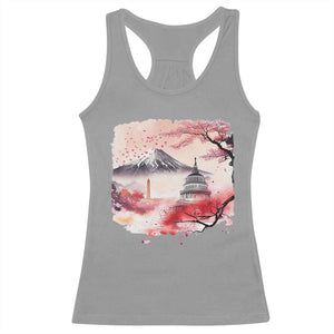 Washington DC Cherry Blossoms Monuments Memorials Racerback Tank Top Japanese Art Style Mount Fuji Sakura TS11 Sport Gray Print Your Wear