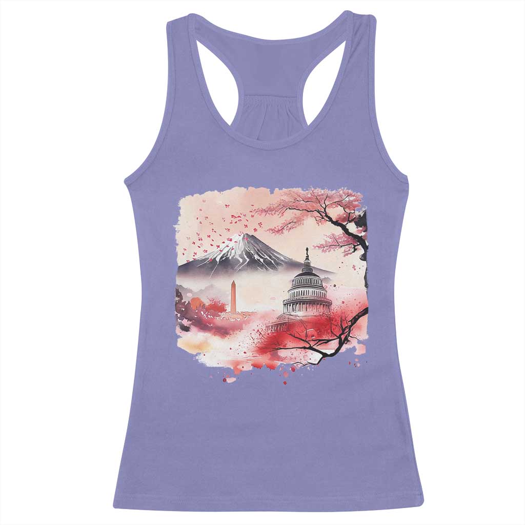 Washington DC Cherry Blossoms Monuments Memorials Racerback Tank Top Japanese Art Style Mount Fuji Sakura TS11 Violet Print Your Wear