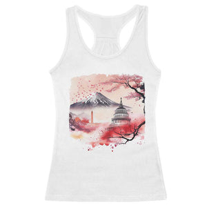 Washington DC Cherry Blossoms Monuments Memorials Racerback Tank Top Japanese Art Style Mount Fuji Sakura TS11 White Print Your Wear