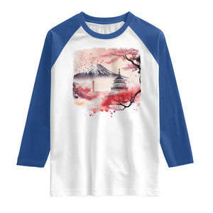 Washington DC Cherry Blossoms Monuments Memorials Raglan Shirt Japanese Art Style Mount Fuji Sakura TS11 White Royal Print Your Wear