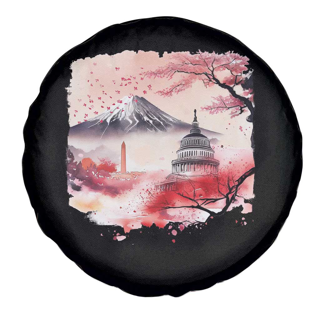 Washington DC Cherry Blossoms Monuments Memorials Spare Tire Cover Japanese Art Style Mount Fuji Sakura TS11 Print Your Wear