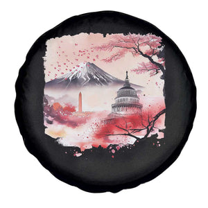 Washington DC Cherry Blossoms Monuments Memorials Spare Tire Cover Japanese Art Style Mount Fuji Sakura TS11 Print Your Wear
