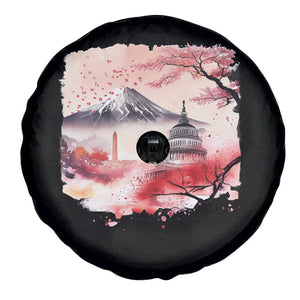 Washington DC Cherry Blossoms Monuments Memorials Spare Tire Cover Japanese Art Style Mount Fuji Sakura TS11 Print Your Wear