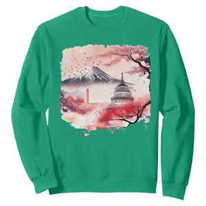 Washington DC Cherry Blossoms Monuments Memorials Sweatshirt Japanese Art Style Mount Fuji Sakura TS11 Irish Green Print Your Wear