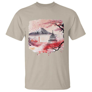 Washington DC Cherry Blossoms Monuments Memorials T Shirt Japanese Art Style Mount Fuji Sakura TS11 Sand Print Your Wear