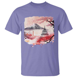 Washington DC Cherry Blossoms Monuments Memorials T Shirt Japanese Art Style Mount Fuji Sakura TS11 Violet Print Your Wear