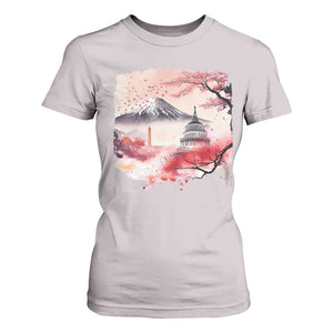 Washington DC Cherry Blossoms Monuments Memorials T Shirt For Women Japanese Art Style Mount Fuji Sakura TS11 Ice Gray Print Your Wear