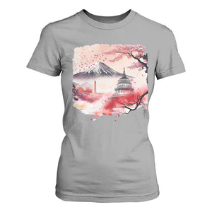Washington DC Cherry Blossoms Monuments Memorials T Shirt For Women Japanese Art Style Mount Fuji Sakura TS11 Sport Gray Print Your Wear