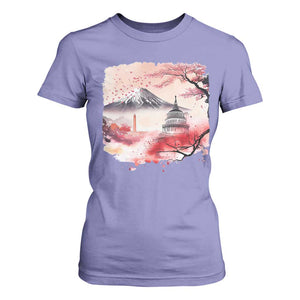 Washington DC Cherry Blossoms Monuments Memorials T Shirt For Women Japanese Art Style Mount Fuji Sakura TS11 Violet Print Your Wear