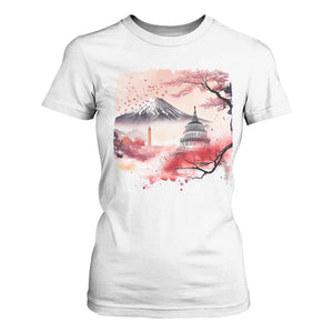 Washington DC Cherry Blossoms Monuments Memorials T Shirt For Women Japanese Art Style Mount Fuji Sakura TS11 White Print Your Wear