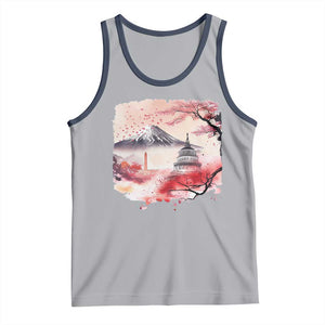 Washington DC Cherry Blossoms Monuments Memorials Tank Top Japanese Art Style Mount Fuji Sakura TS11 Athletic Heather Navy Print Your Wear
