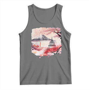 Washington DC Cherry Blossoms Monuments Memorials Tank Top Japanese Art Style Mount Fuji Sakura TS11 Black Heather Print Your Wear