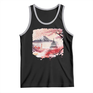 Washington DC Cherry Blossoms Monuments Memorials Tank Top Japanese Art Style Mount Fuji Sakura TS11 Black Athletic Heather Print Your Wear