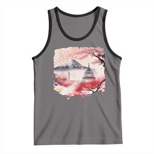 Washington DC Cherry Blossoms Monuments Memorials Tank Top Japanese Art Style Mount Fuji Sakura TS11 Deep Heather Black Print Your Wear