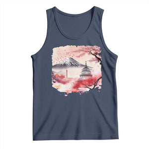 Washington DC Cherry Blossoms Monuments Memorials Tank Top Japanese Art Style Mount Fuji Sakura TS11 Navy Print Your Wear