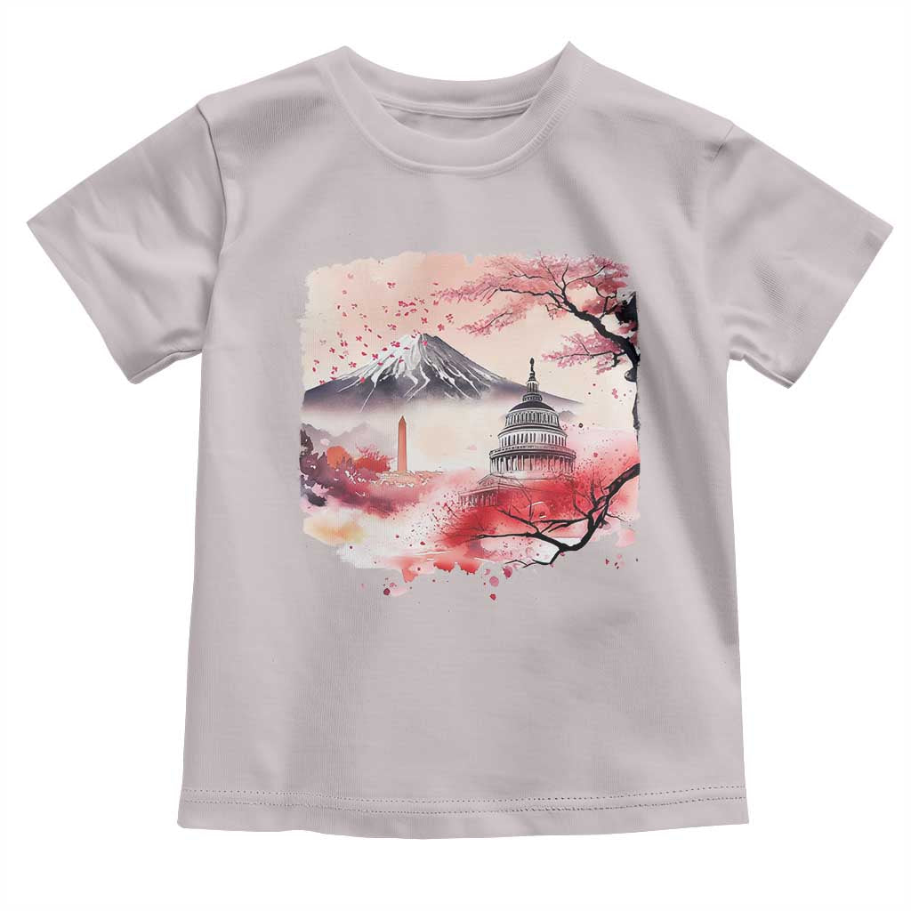 Washington DC Cherry Blossoms Monuments Memorials Toddler T Shirt Japanese Art Style Mount Fuji Sakura TS11 Ice Gray Print Your Wear