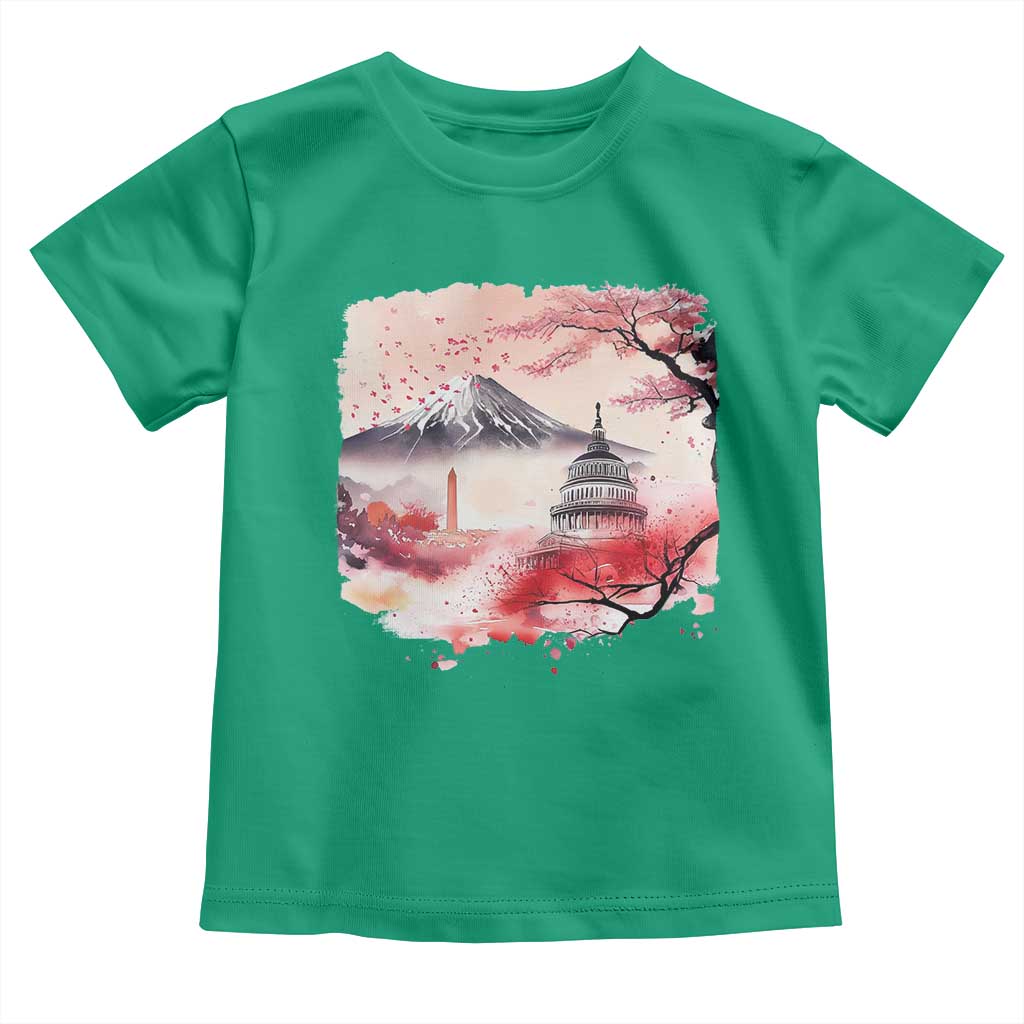 Washington DC Cherry Blossoms Monuments Memorials Toddler T Shirt Japanese Art Style Mount Fuji Sakura TS11 Irish Green Print Your Wear