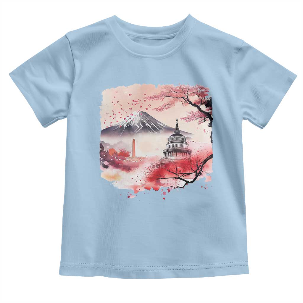 Washington DC Cherry Blossoms Monuments Memorials Toddler T Shirt Japanese Art Style Mount Fuji Sakura TS11 Light Blue Print Your Wear