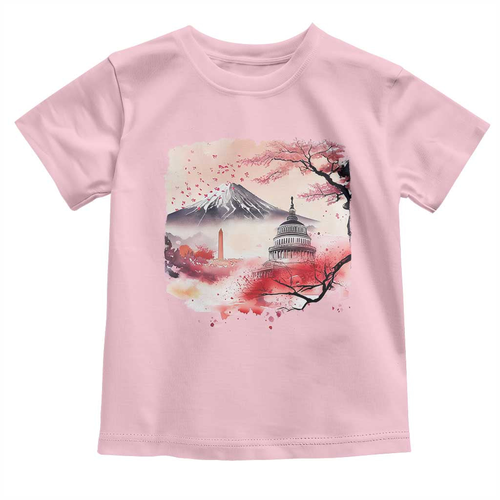 Washington DC Cherry Blossoms Monuments Memorials Toddler T Shirt Japanese Art Style Mount Fuji Sakura TS11 Light Pink Print Your Wear