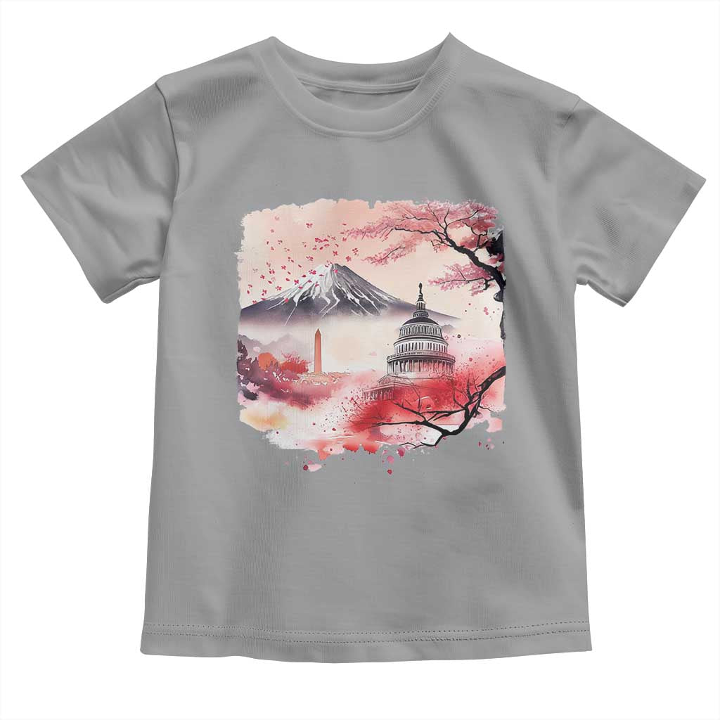 Washington DC Cherry Blossoms Monuments Memorials Toddler T Shirt Japanese Art Style Mount Fuji Sakura TS11 Sport Gray Print Your Wear
