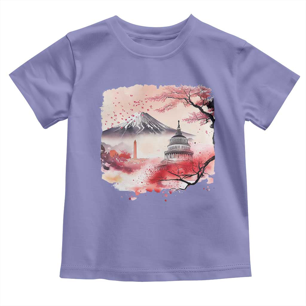 Washington DC Cherry Blossoms Monuments Memorials Toddler T Shirt Japanese Art Style Mount Fuji Sakura TS11 Violet Print Your Wear