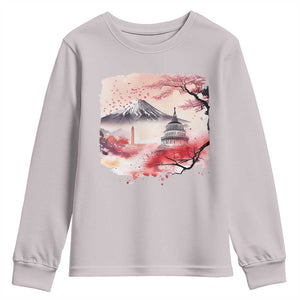 Washington DC Cherry Blossoms Monuments Memorials Youth Sweatshirt Japanese Art Style Mount Fuji Sakura TS11 Ice Gray Print Your Wear